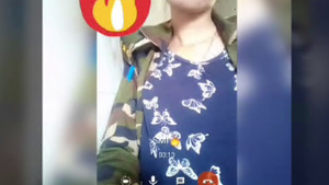 Military officer gives her partner a handjob in video call