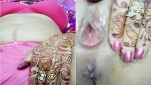 Newlywed wife flaunts her wet pussy for her husband