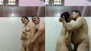Couple's steamy shower session with passionate lovemaking