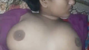 Sleeping wife's big breasts in steamy video