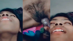 Hairy teen's pussy gets a hard pounding on camera