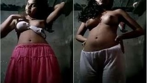 Desi cutie gives a sensual striptease for cash in a rural setting