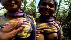 Indian girl gives boy access to her XXX breasts in public