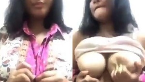 Busty girlfriend from the Northeast flaunts her massive breasts