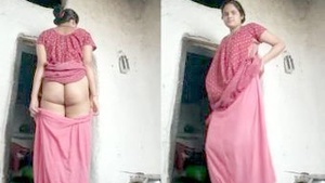 Indian wife flaunts her big butt and pussy in village video