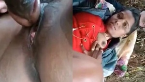 Desi couple gets wild in the jungle with outdoor fucking and cum in mouth