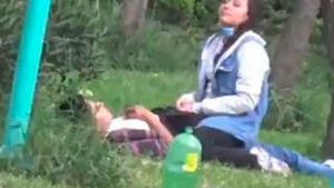 Indian couple enjoys the outdoors in public park