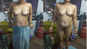 Indian wife flaunts her body in front of camera for hubby's pleasure