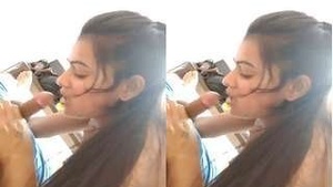 Adorable girl gives a passionate blowjob and rides her partner's cock