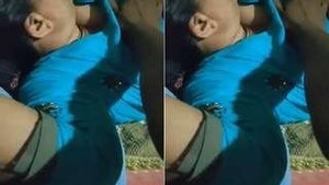 Husband squeezes wife's breasts while she sleeps