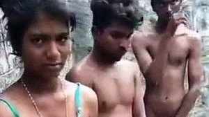 Outdoor gangbang in Dehati caught on camera