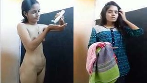 Exclusive video of a cute Indian girl recording her bathing session for lover