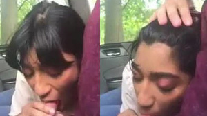 A Desi girl gives a handjob and blowjob to her white lover