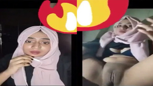 College girl with sexy boobs fingers her pussy in hijab
