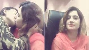 Two young Desi girls indulge in lesbian kissing