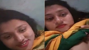 Bangladeshi wife flaunts her large breasts in front of her partner