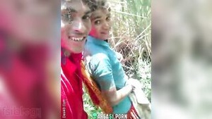 Indian couple shares passionate kisses in the outdoors