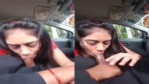 Tamil babe gets a blowjob and swallows in a car