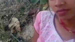 Rural couple enjoys outdoor sex in front of camera