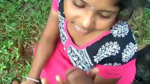 Telugu girl shows off her oral skills in an outdoor setting