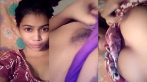 Desi teen's mms video featuring hairy pussy and boob show
