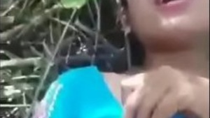 Hairy pussy and hot tits in outdoor Desi village sex video