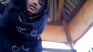 Cute hijabi teen in sexy lingerie shows off her tight pussy