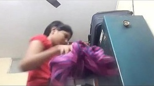Desi girl caught in the act of changing her bra by her stepbrother