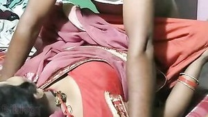 Desi couple's sex tape with village bhabhi in sari