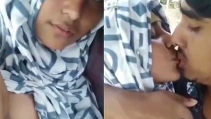 Bangla hijabi girl enjoys getting her big boobs sucked by lover