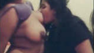 Lesbian lovers indulge in fingering, boob licking, and titty licking in HD video