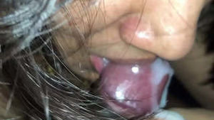 Up close and personal: Indian babe sucks cock and swallows sperm